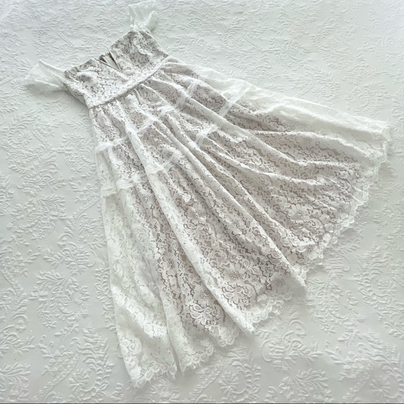 NWOT Lulus Absolutely Stunning White Lace Off-the-Shoulder Midi Dress Small - Picture 5 of 10